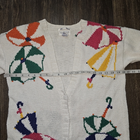 Vintage Picone Sport Petite Hand-Knit Umbrella Cardigan Sweater BeachTheme  Sz S - Picture 5 of 8